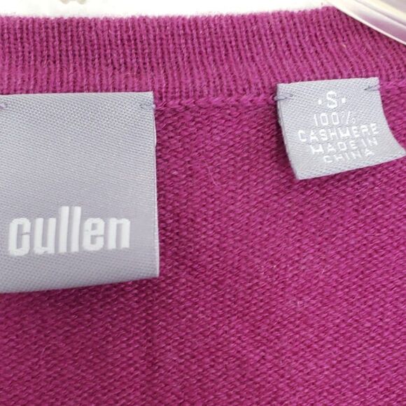 Cullen Women's 100% Cashmere V-neck Sweater, Decorative Neckline, Size Small - Picture 3 of 8